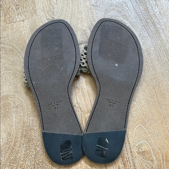 NWOT Rag & Bone Melrose khaki & green net slide sandals 7.5 - Picture 6 of 7